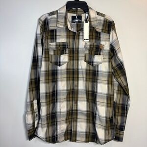 Jeans by Buffalo Plaid Long Sleeve Button Up Shirt Men's Med Western Workwear